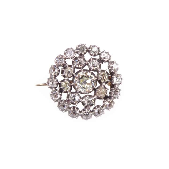 18th century diamond target cluster brooch.